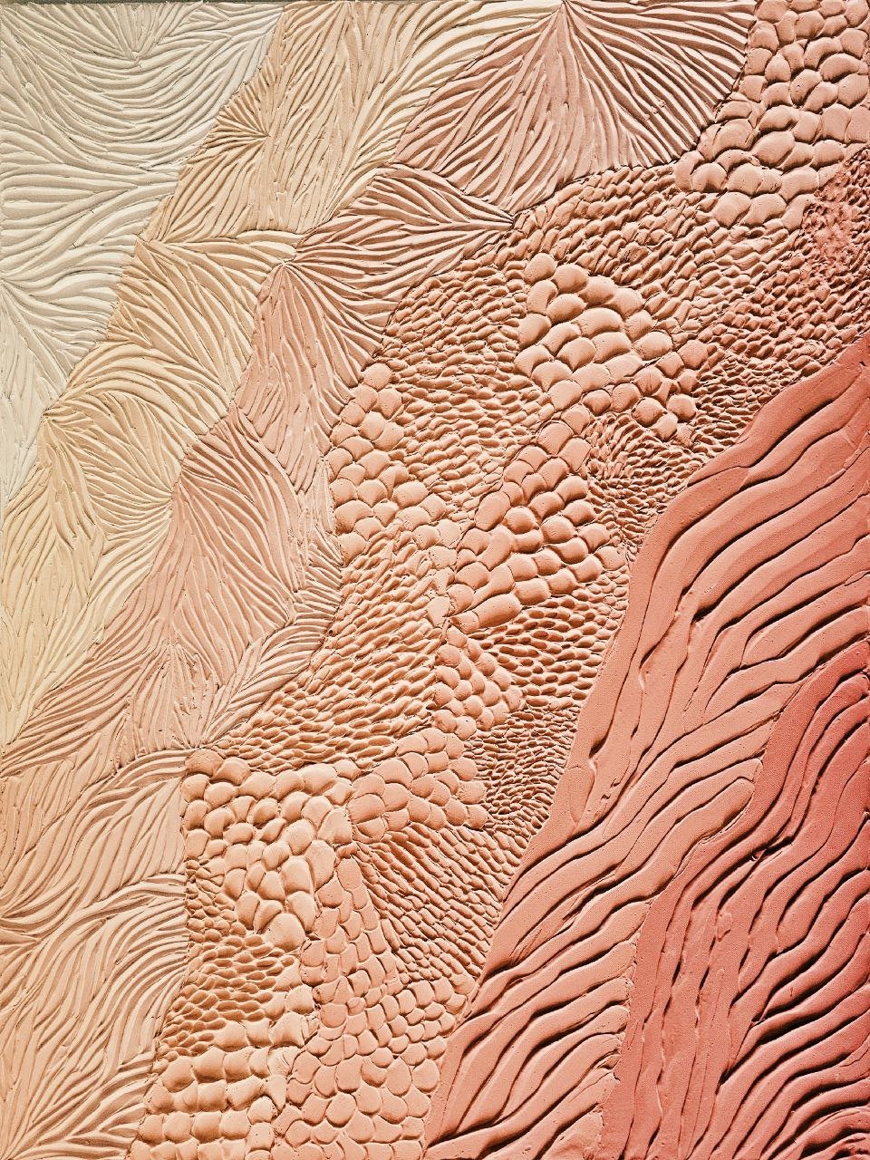 Peaches & Cream ombre acrylic paint, modelling paste on stretched canvas