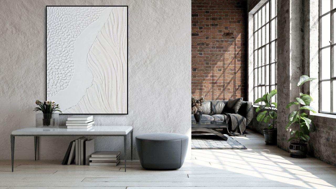 Blanco | Solid White textured Art painting